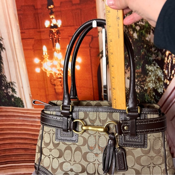 Coach Hamptons Signature Carryall Satchel tan signature canvas leather trim - Picture 6 of 13